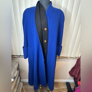 ILIE WACS Vintage Blue Long Wool Coat Union Made Size 8